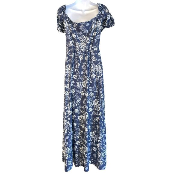 Smith and Quinn Navy White Floral Elizabeth Maxi Dress X-Large Romantic Wedding - Picture 5 of 6